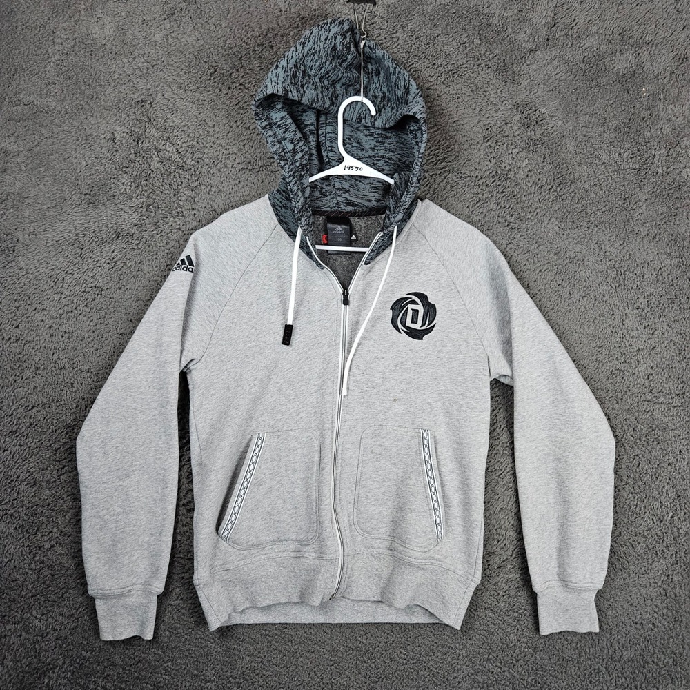 Adidas Derrick Rose Chisel Full Zip Hoodie Mens Gray Basketball Sweatshirt Small